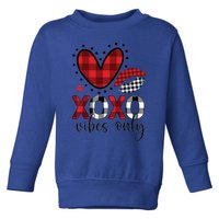 Valentines Day Love Xoxo Vibes Only Heart Buffalo Plaid Cool Gift Toddler Sweatshirt