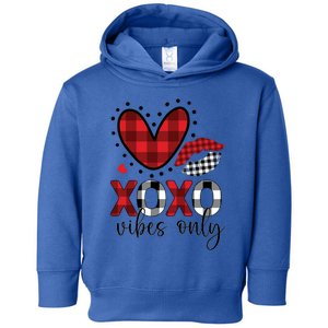 Valentines Day Love Xoxo Vibes Only Heart Buffalo Plaid Cool Gift Toddler Hoodie