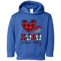 Valentines Day Love Xoxo Vibes Only Heart Buffalo Plaid Cool Gift Toddler Hoodie