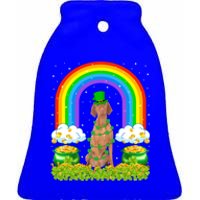 Vizsla Dog Lover Rainbow Leprechaun Vizsla St Patrick's Day Gift Ceramic Bell Ornament