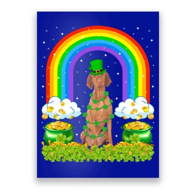 Vizsla Dog Lover Rainbow Leprechaun Vizsla St Patrick's Day Gift Poster