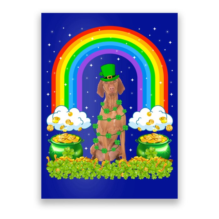 Vizsla Dog Lover Rainbow Leprechaun Vizsla St Patrick's Day Gift Poster