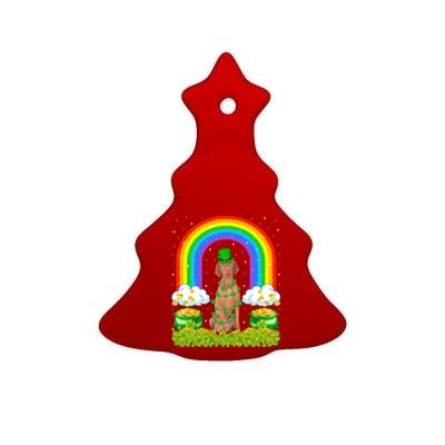 Vizsla Dog Lover Rainbow Leprechaun Vizsla St Patrick's Day Gift Ceramic Tree Ornament