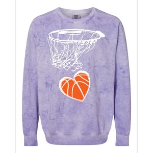 ValentineS Day Love Heart The Game Of Basketball Colorblast Crewneck Sweatshirt