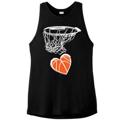 ValentineS Day Love Heart The Game Of Basketball Ladies PosiCharge Tri-Blend Wicking Tank