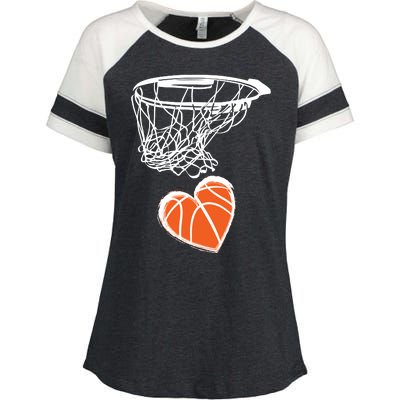 ValentineS Day Love Heart The Game Of Basketball Enza Ladies Jersey Colorblock Tee