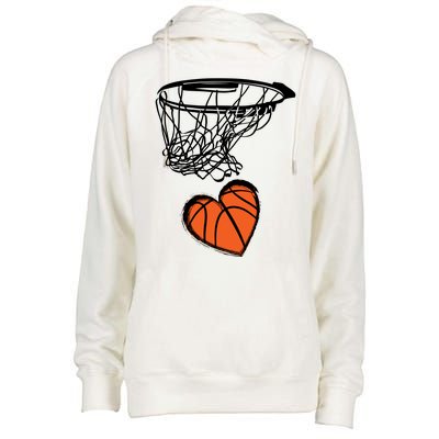 ValentineS Day Love Heart The Game Of Basketball Womens Funnel Neck Pullover Hood