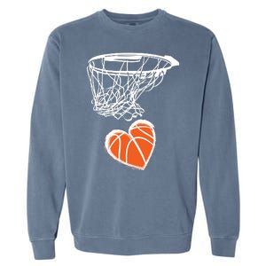 ValentineS Day Love Heart The Game Of Basketball Garment-Dyed Sweatshirt