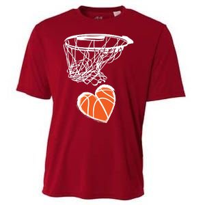 ValentineS Day Love Heart The Game Of Basketball Cooling Performance Crew T-Shirt