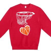 ValentineS Day Love Heart The Game Of Basketball Premium Crewneck Sweatshirt