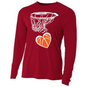 ValentineS Day Love Heart The Game Of Basketball Cooling Performance Long Sleeve Crew