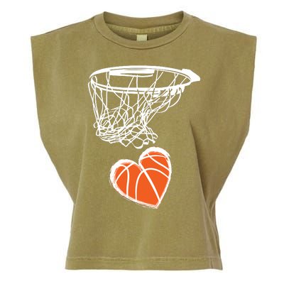 ValentineS Day Love Heart The Game Of Basketball Garment-Dyed Women's Muscle Tee