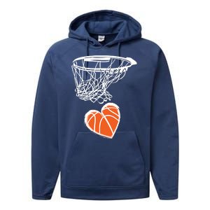 ValentineS Day Love Heart The Game Of Basketball Performance Fleece Hoodie