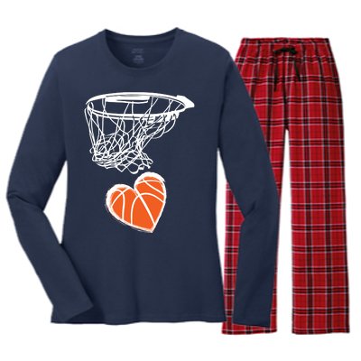 ValentineS Day Love Heart The Game Of Basketball Women's Long Sleeve Flannel Pajama Set 