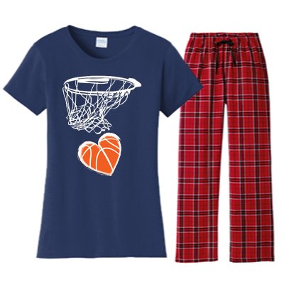 ValentineS Day Love Heart The Game Of Basketball Women's Flannel Pajama Set