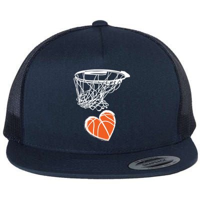 ValentineS Day Love Heart The Game Of Basketball Flat Bill Trucker Hat