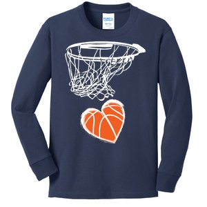 ValentineS Day Love Heart The Game Of Basketball Kids Long Sleeve Shirt