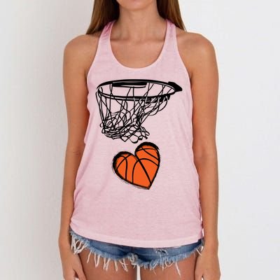 ValentineS Day Love Heart The Game Of Basketball Women's Knotted Racerback Tank