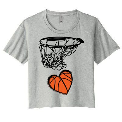 ValentineS Day Love Heart The Game Of Basketball Women's Crop Top Tee