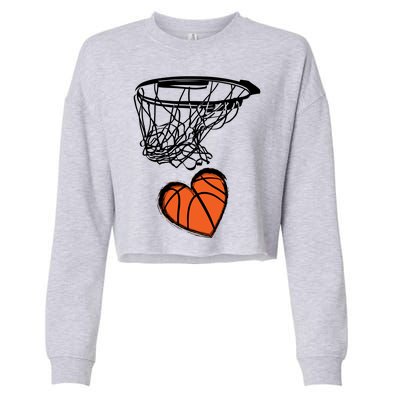 ValentineS Day Love Heart The Game Of Basketball Cropped Pullover Crew