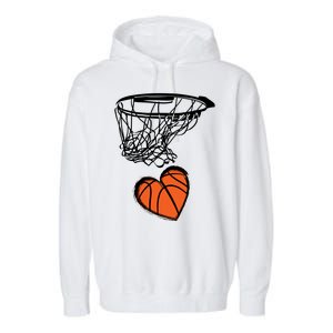 ValentineS Day Love Heart The Game Of Basketball Garment-Dyed Fleece Hoodie