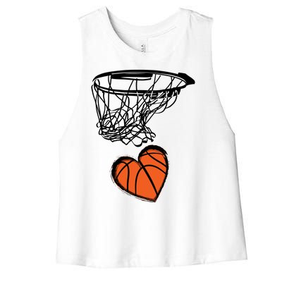 ValentineS Day Love Heart The Game Of Basketball Women's Racerback Cropped Tank