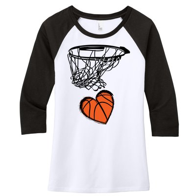 ValentineS Day Love Heart The Game Of Basketball Women's Tri-Blend 3/4-Sleeve Raglan Shirt