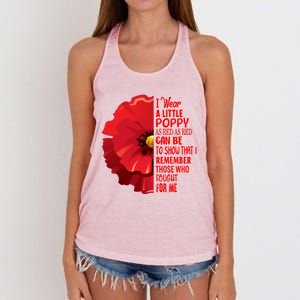 Veterans Day Lest We Forget Red Poppy Flower Usa Memorial Gift Women's Knotted Racerback Tank