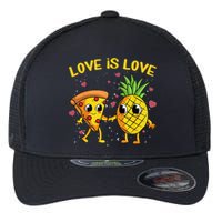 Valentines Day Love Is Love Pineapple Pizza Forbidden Flexfit Unipanel Trucker Cap