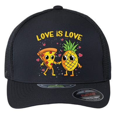 Valentines Day Love Is Love Pineapple Pizza Forbidden Flexfit Unipanel Trucker Cap