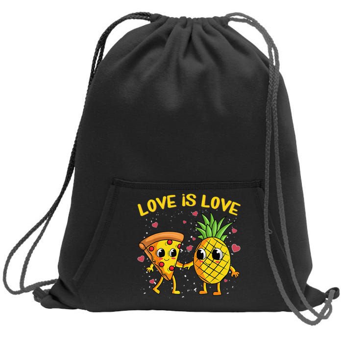 Valentines Day Love Is Love Pineapple Pizza Forbidden Sweatshirt Cinch Pack Bag