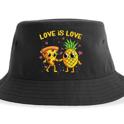 Valentines Day Love Is Love Pineapple Pizza Forbidden Sustainable Bucket Hat