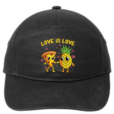 Valentines Day Love Is Love Pineapple Pizza Forbidden 7-Panel Snapback Hat