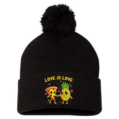 Valentines Day Love Is Love Pineapple Pizza Forbidden Pom Pom 12in Knit Beanie