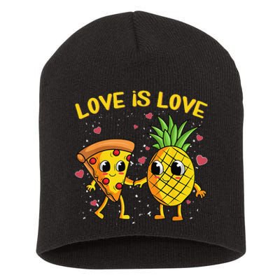 Valentines Day Love Is Love Pineapple Pizza Forbidden Short Acrylic Beanie