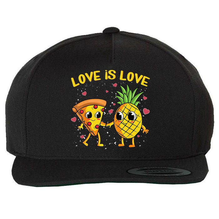 Valentines Day Love Is Love Pineapple Pizza Forbidden Wool Snapback Cap