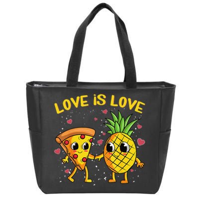 Valentines Day Love Is Love Pineapple Pizza Forbidden Zip Tote Bag