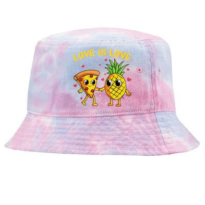 Valentines Day Love Is Love Pineapple Pizza Forbidden Tie-Dyed Bucket Hat