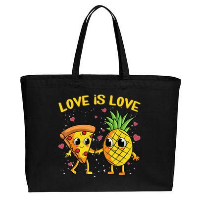 Valentines Day Love Is Love Pineapple Pizza Forbidden Cotton Canvas Jumbo Tote