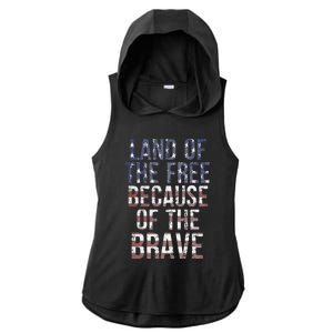 Veteran's Day Land Of Free Because Of Brave American Flag Gift Ladies PosiCharge Tri-Blend Wicking Draft Hoodie Tank