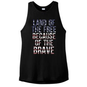 Veteran's Day Land Of Free Because Of Brave American Flag Gift Ladies PosiCharge Tri-Blend Wicking Tank