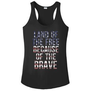 Veteran's Day Land Of Free Because Of Brave American Flag Gift Ladies PosiCharge Competitor Racerback Tank