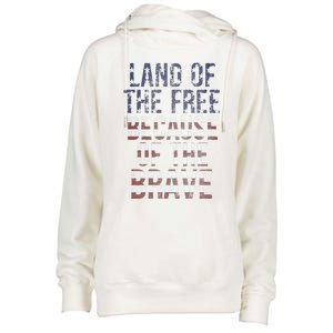 Veteran's Day Land Of Free Because Of Brave American Flag Gift Womens Funnel Neck Pullover Hood