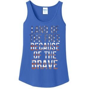 Veteran's Day Land Of Free Because Of Brave American Flag Gift Ladies Essential Tank