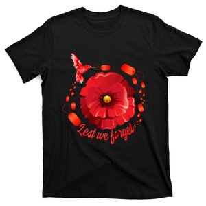 Veterans Day Lest We Forget Red Poppy Flower Usa Memorial Cool Gift T-Shirt