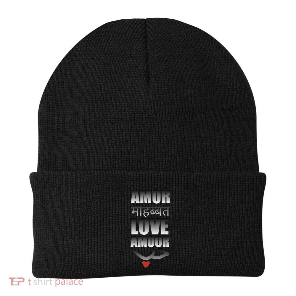 ValentineS Day Love In Different Languages Gift Gift Knit Cap Winter Beanie