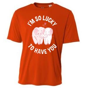 Valentine's Day Loving Elephant I'm So Lucky To Have You Great Gift Cooling Performance Crew T-Shirt