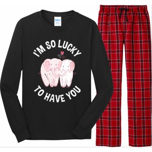 Valentine's Day Loving Elephant I'm So Lucky To Have You Great Gift Long Sleeve Pajama Set