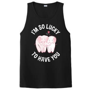 Valentine's Day Loving Elephant I'm So Lucky To Have You Great Gift PosiCharge Competitor Tank