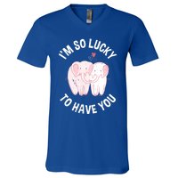 Valentine's Day Loving Elephant I'm So Lucky To Have You Great Gift V-Neck T-Shirt